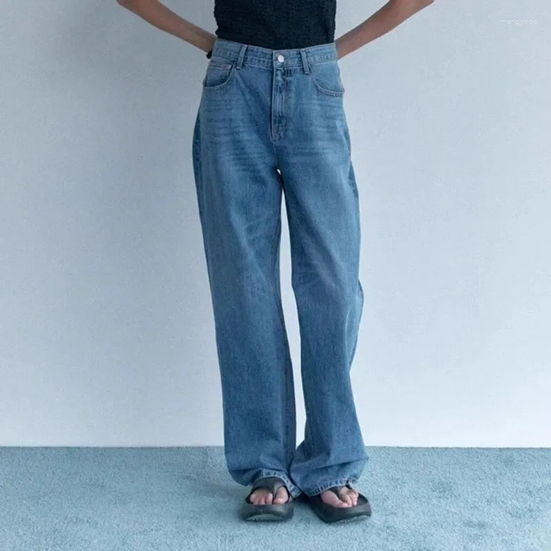 Jean taille haute pour femmes, pantalon décontracté, jambes larges, tendance, longueur au sol, Denim, coupe confortable, printemps-automne, 2024