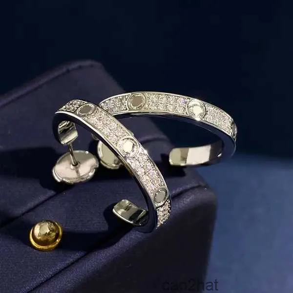 2024 Stud Marke Luxus C Form Große Ohrstecker für Frauen Schraube 18 Karat Gold Voller Diamanten Glänzende Buchstaben Ohr Ringe Ohrring Schmuck 60D6