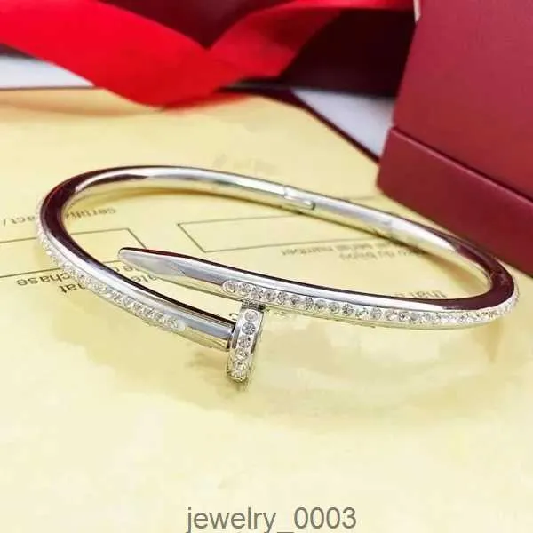 nail Bracelet Bracelets Bangle one line diamond Titanium steel designer for women men luxury jewlery gifts woman girl gold silver rose black wholesale not Fade XOWE