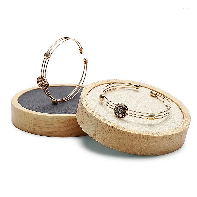Jewelry Pouches Solid Wood Round Rack Pendant Earring Bracelet Display Holder Prop Multi-Functional Window