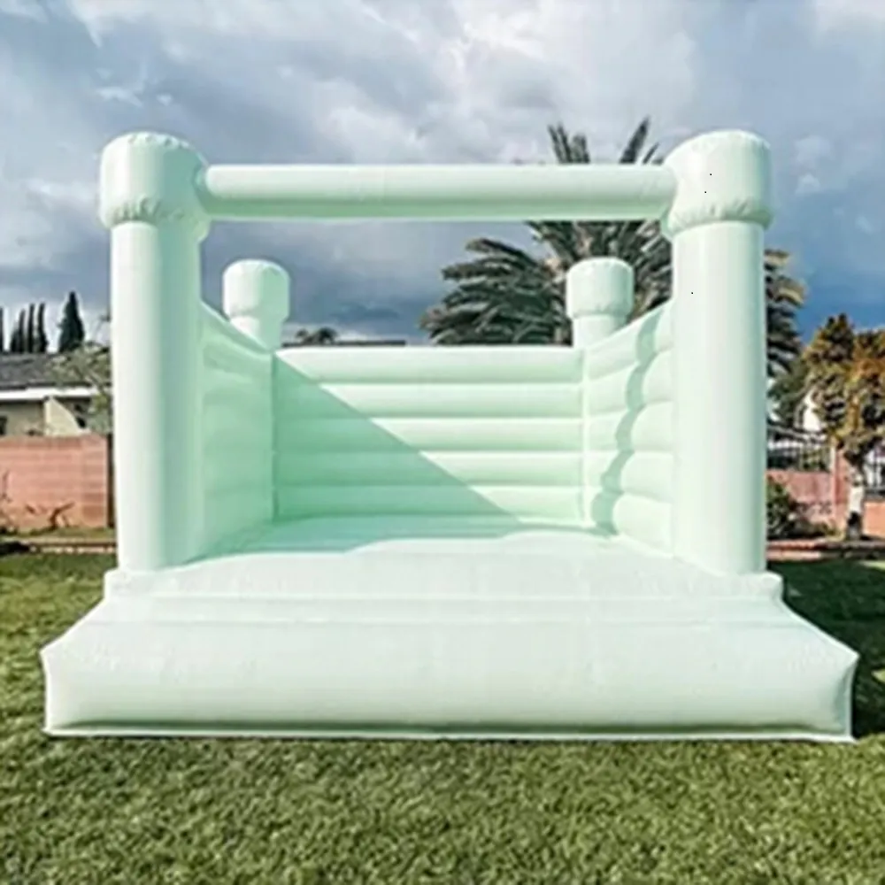 wholesale 3x3 m (10x10 pies) Casa de rebote inflable de PVC saltando blanco Castillo hinchable castillos saltadores con soplador Para eventos de boda, fiestas, juguetes para adultos y niños-E