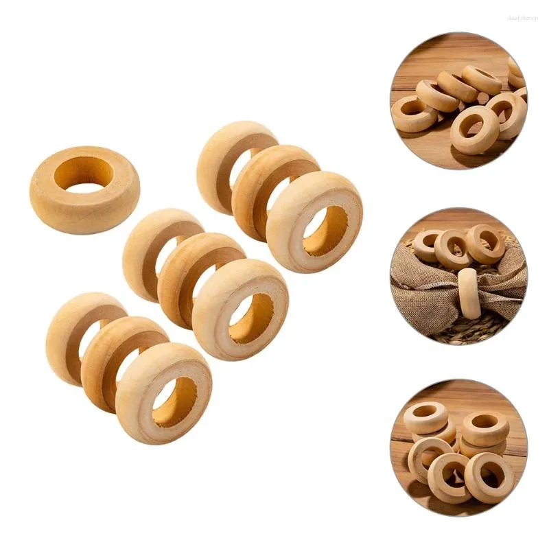 Table Cloth 10 Pcs Wooden Napkin Rings Decorative Circle Handmade Household Supply Pastoral