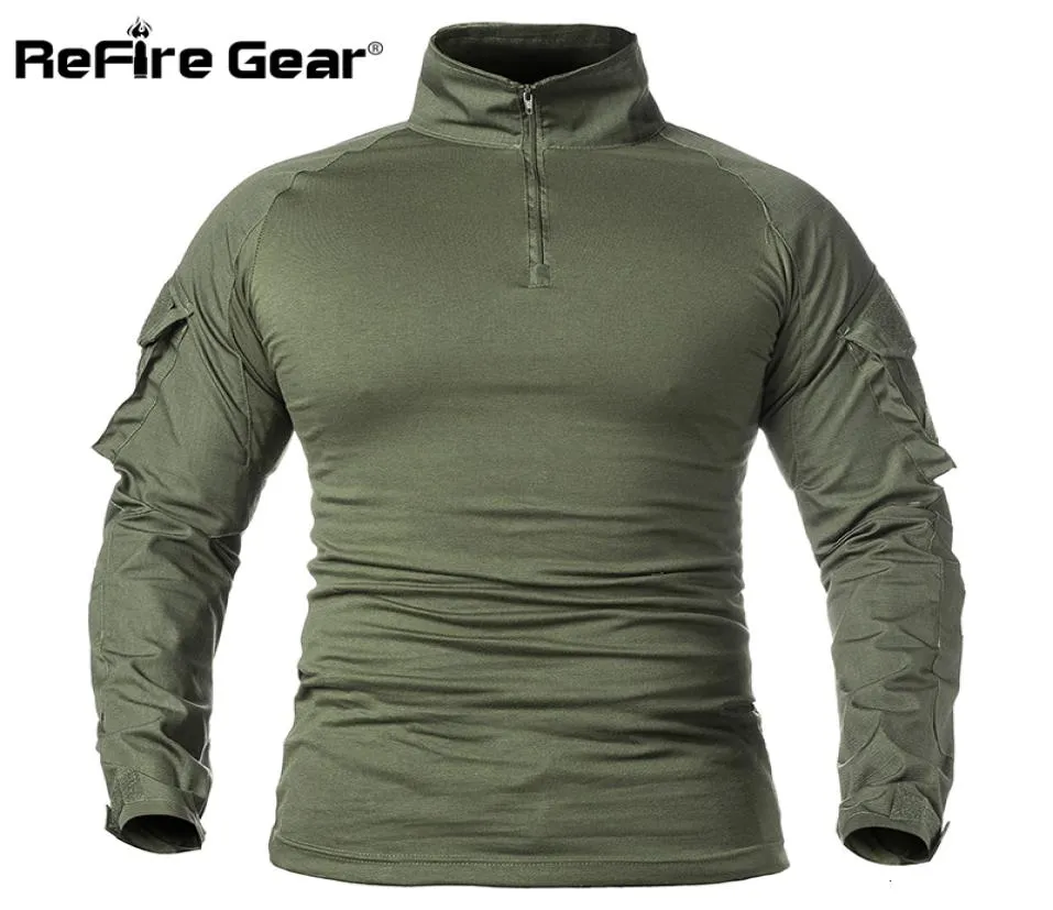 ReFire Gear Men Army Tactical T shirt SWAT Soldiers Military Combat TShirt Long Sleeve Camouflage Shirts Paintball T Shirts 5XL V4647865