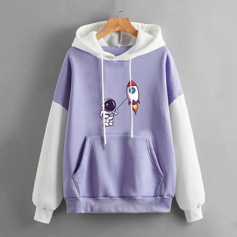 Kadın Hoodies Uzun Kollu Karikatür Baskılı Sweatshirt Kadınlar için Artı Boyut Kazak Drawstring Sweatshirt Bluz Üst Grafik