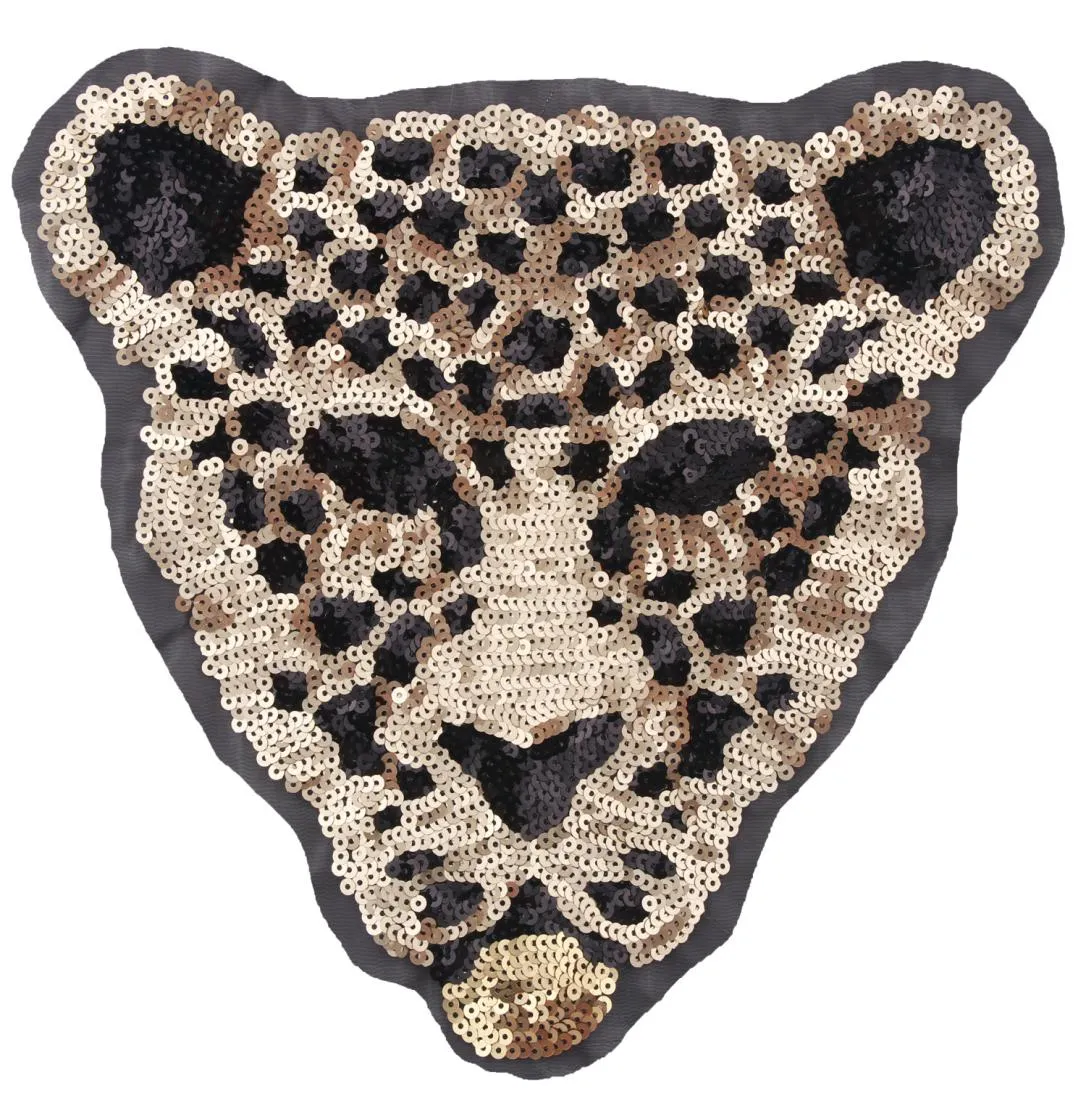 Neue Cartoon große Tier Pailletten Leopard Tiger Stickerei Tuch Patch Nähen auf Kleidung Zubehör Dekoration9815550