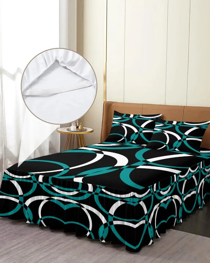 Gonna da letto Copriletto con angoli geometricamente astratti di arte moderna color acqua con federe Coprimaterasso