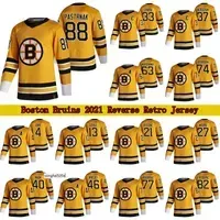 88 David Pastrnak Boston Bruins 2021 Reverse Retro Jersey 37 Patrice Bergeron 63 Brad Marchand 74 Jake DeBrusk Hockey Jerseys `s Jerseys