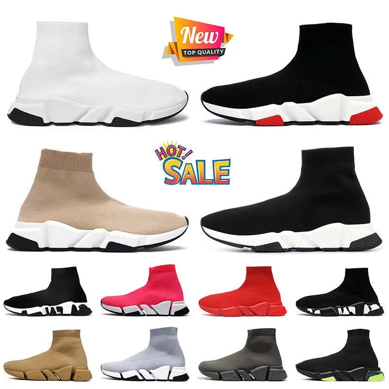 OG Original Designer Casual Sock Shoes Speeds 2.0 Women Mens Black White Red Beige Loafers Trainers Boots Platform Rubber Socks Sneakers Speed Trainer Runners