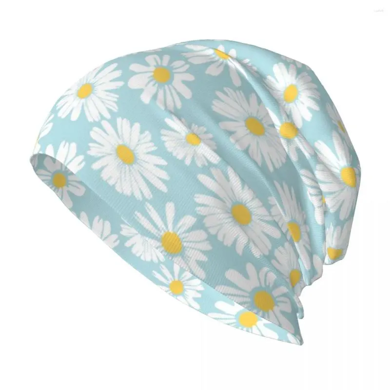 Bérets Daisy fleur Bonnet chapeaux tricot Cool extérieur Skullies bonnets chapeau hommes femmes été casquettes à double usage