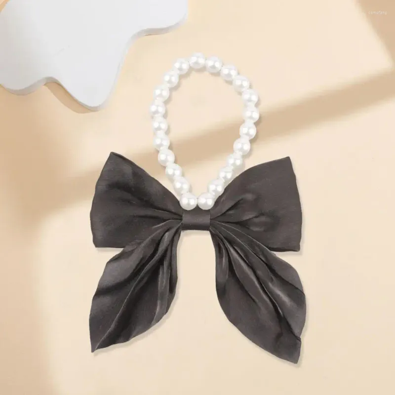 Obroże dla psów Faux Pearl Dekoracja Pet Flar Fashion Red/Black Bow z naszyjnikiem dla kotów z kotami