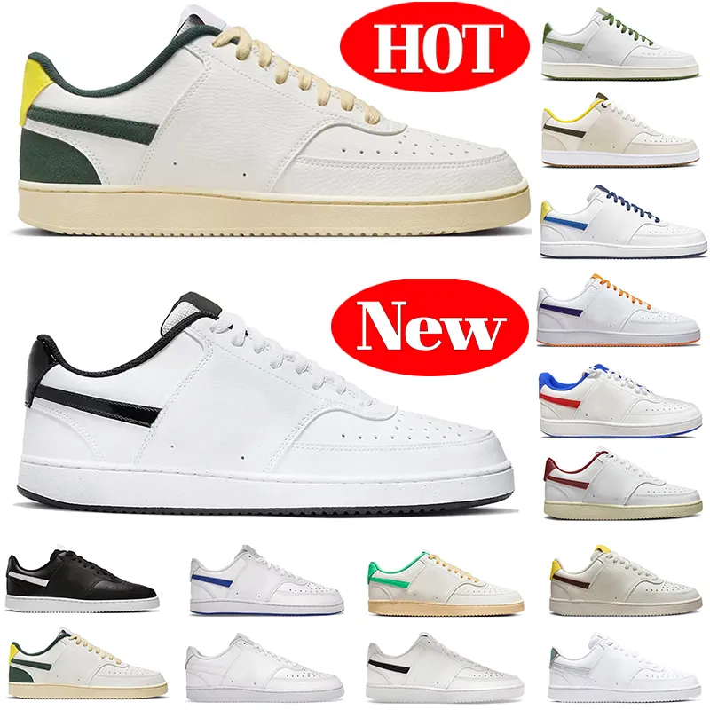 Designer skor kvinnor domstol vision sneakers 1 låg trippel vit svart game royal marin segel grön midnatt marinlast khaki pro en män kvinnor sport casual tränare