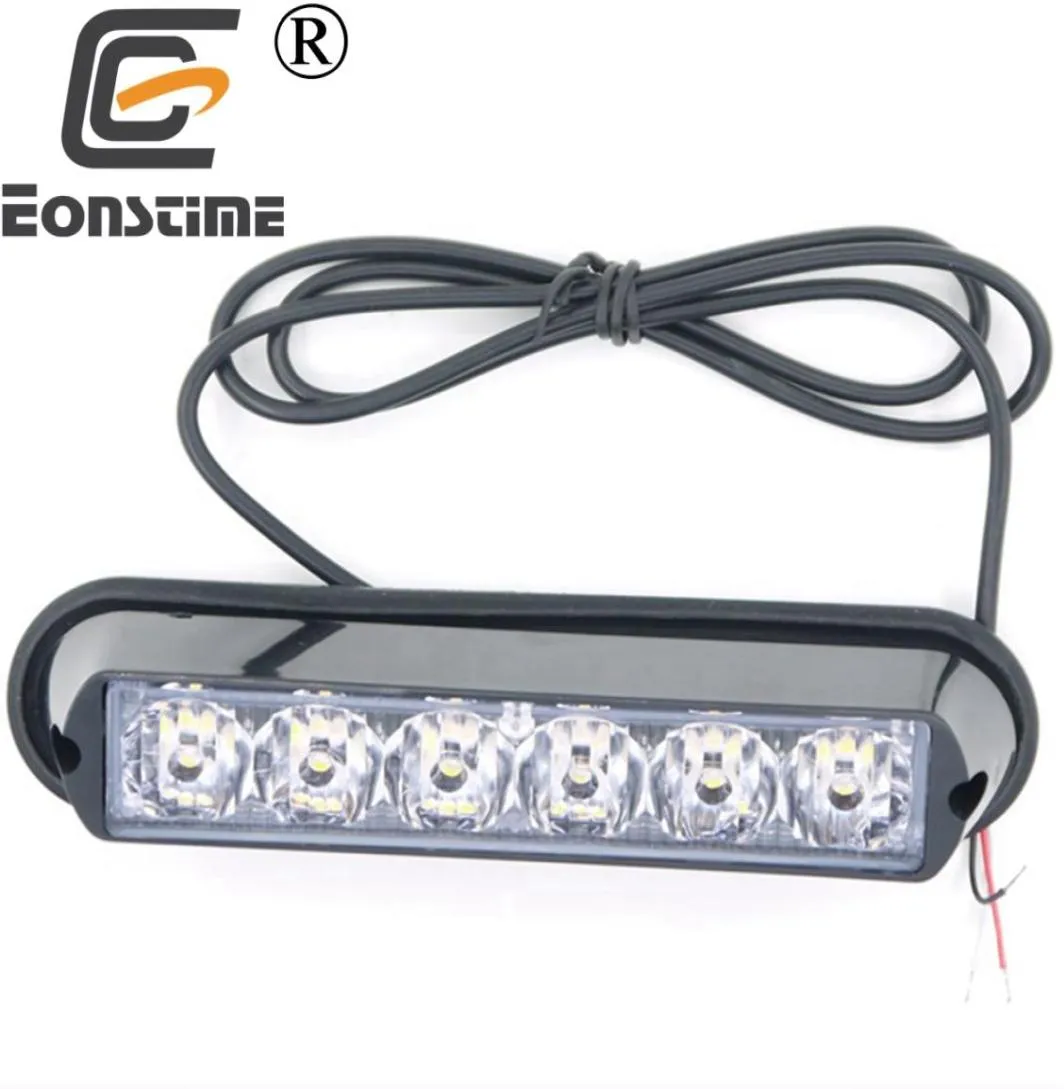 Eonstime 1pcs 12V24V Super Bright Front Bumper Grille 6 LED 6W Warning Strobe Flash Light Black Base Red Blue Amber White7807593