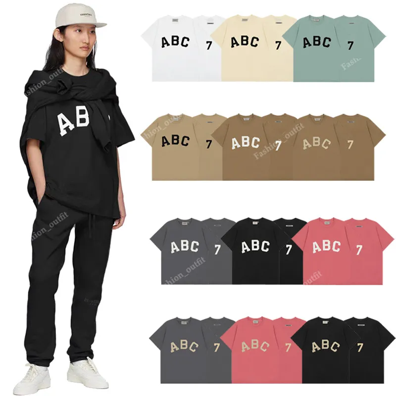 Summer English Printing Round Neck Short-sleeved T-shirt Men Loose Europe and The United States Simple Versatile ABC Half-sleeve