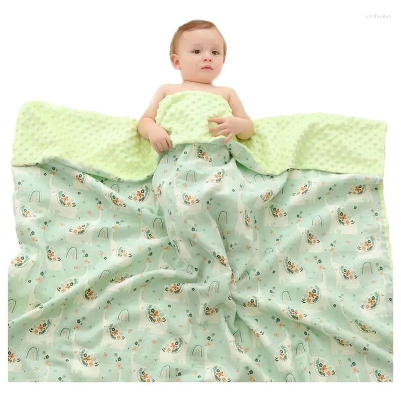 Couvertures F19F Double couche Couverture de bébé à pois Couverture imprimée animale pour filles garçons infantile enfant en bas âge dormir apaiser