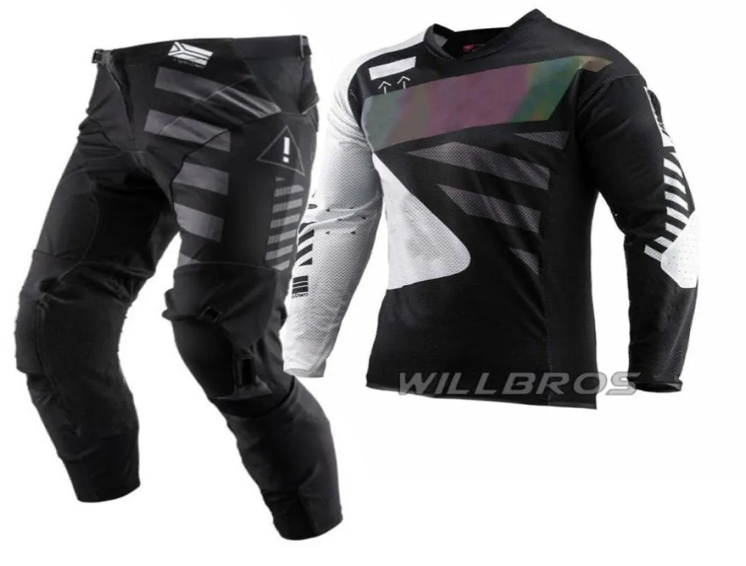 Vêtements de moto, ensemble d'équipement de costume gris noir, Kits de course, Kit de Motocross Combo Dirt Bike, maillot hors route, pantalon 8000709