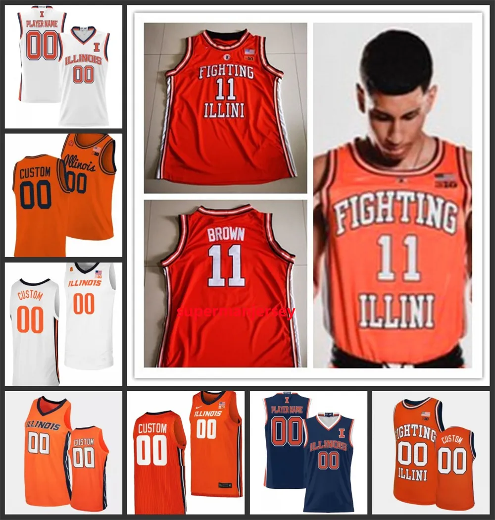 Custom Men Youth Illinois Fighting Illini Basketball Jersey College Ayo Dosunmu Kofi Cockburn Trent Frazier Damonte Williams Miller Curbelo 2024