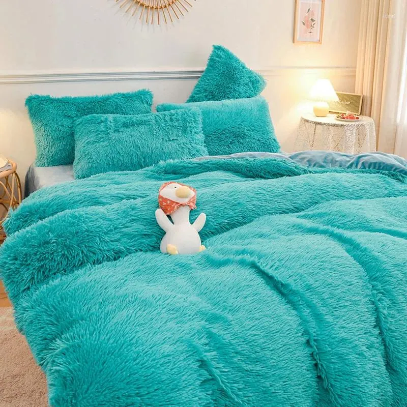 Bedding Sets Thickened Warm Lamb Wool Plush Quilt 1 PCS High-end Luxury Mink Velvet Duvet Cover Pillow Case Winter Girl Bed Decor