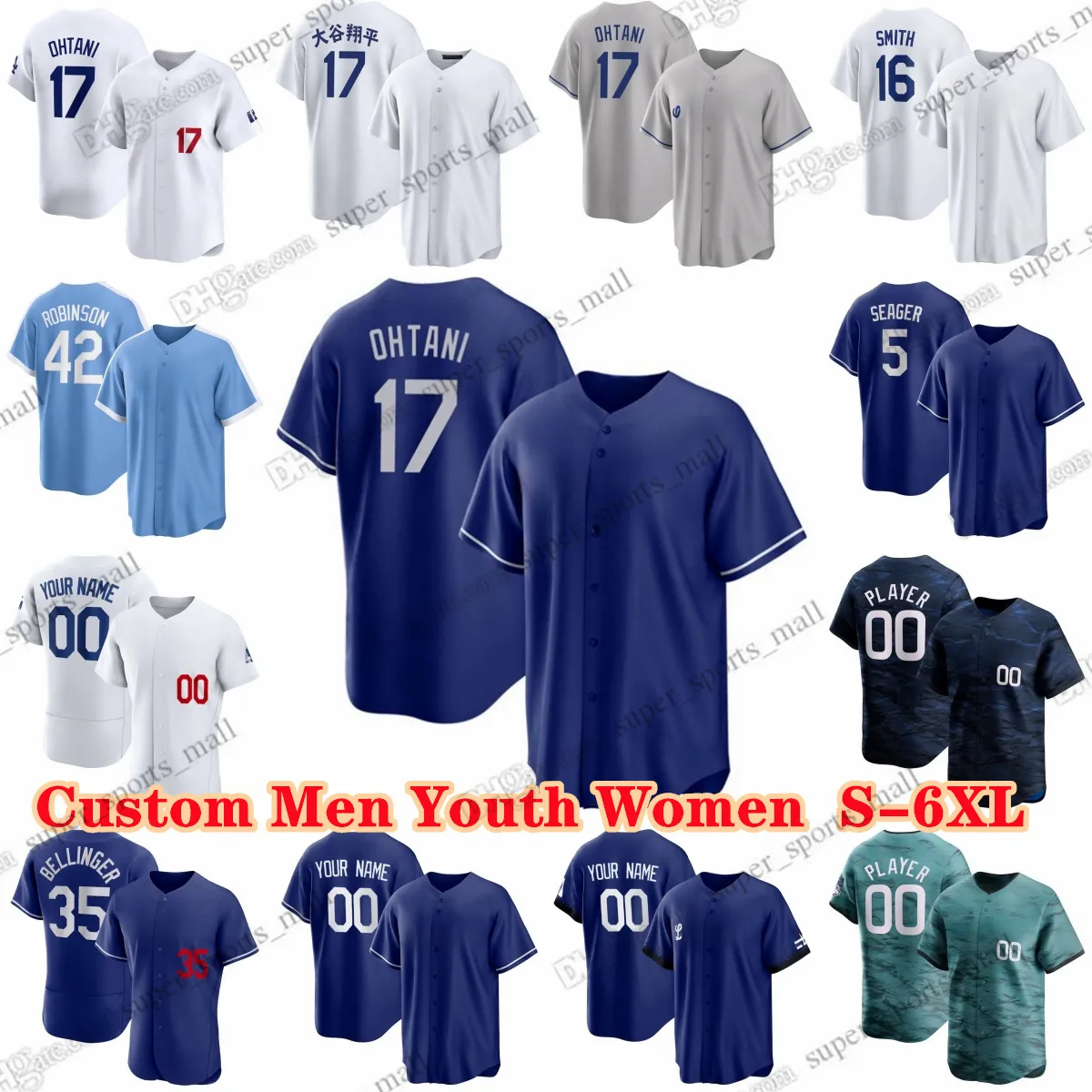 Maillot de baseball personnalisé 2024 S-6XL 16 Will Smith 50 Mookie Betts 18 Yoshinobu Yamamoto 17 Shohei Ohtani 5 Freddie Freeman 34 Fernando Valenzuela 7 Julio Urias Taylor