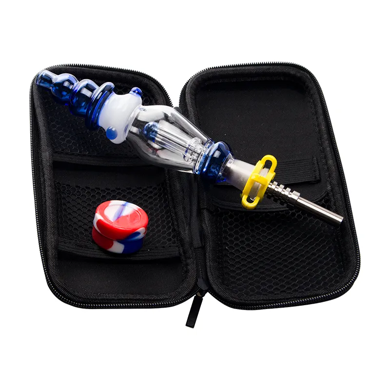 GlassVape666 NC039 Glass Bong Dab Rig Smoking Pipe Bag Set 10mm 14mm Titanium Quartz Ceramic Nail Big Tower Style OD 39mm Bubbler Bong