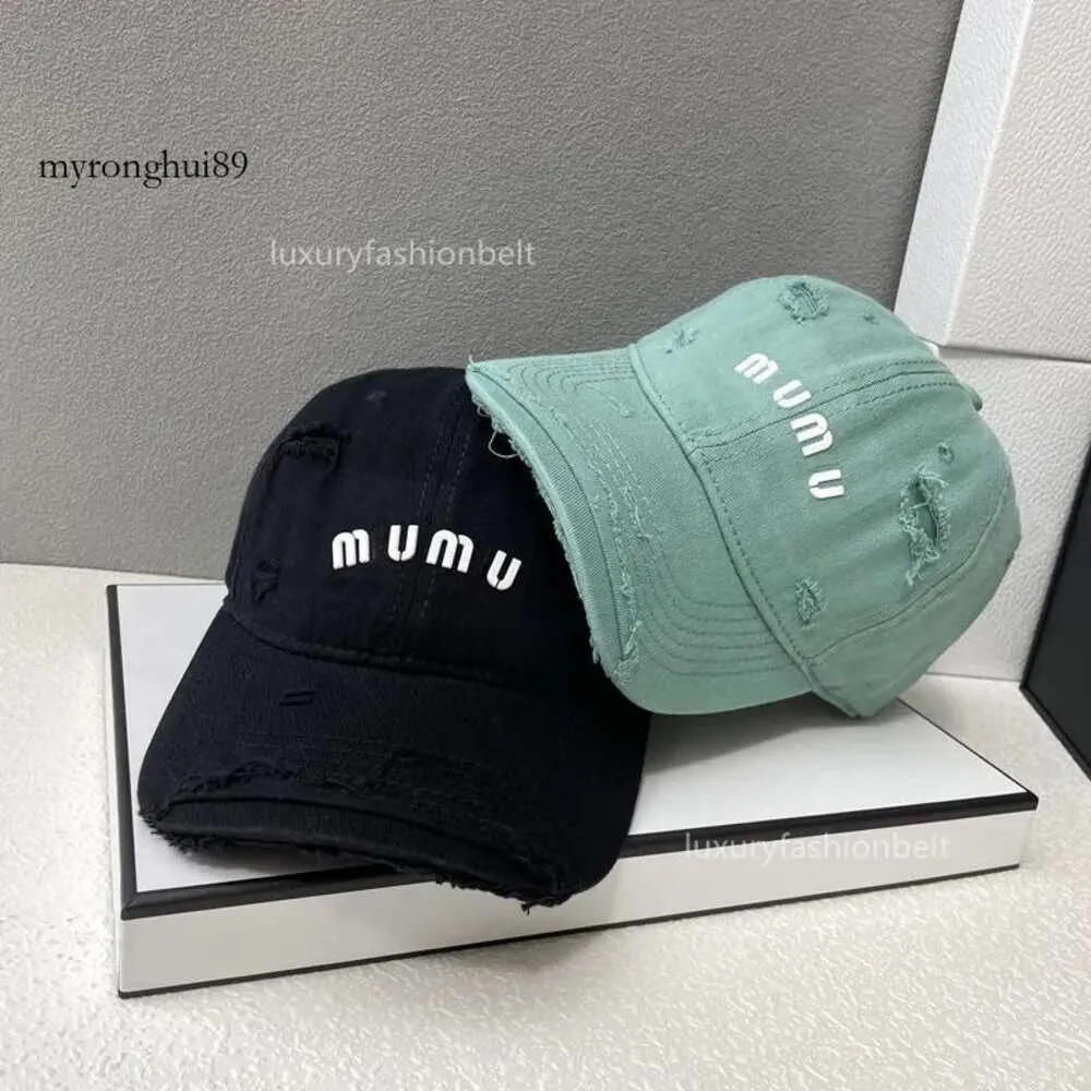 miui miui baseball cap Top Designer Women Baseball Cap Men Summer Sun Retro Classic Tide Hole Jean Ball Caps Quality Female Bonnet Polo Hat Wholesale