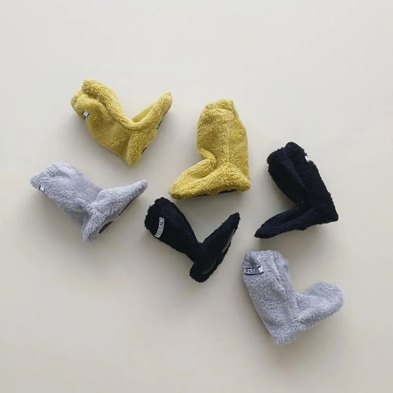 First Walkers Baby Socks Shoes Autumn And Winter 2024 Fashionable Korean Style Fluffy Non-slip Soft Soled Indoor Warm