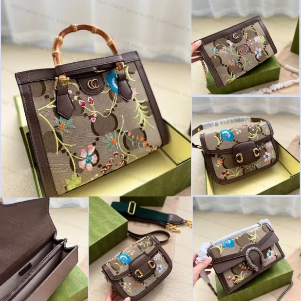 Hochwertige Designer-Tasche, Handtasche, Luxus-Umhängetaschen, modische Damen-CrossBody-Leinen-Klappe, bestickte Blume, Damen-Geldbörse, lässige Clutch, Tote, Handtaschen, Geldbörsen