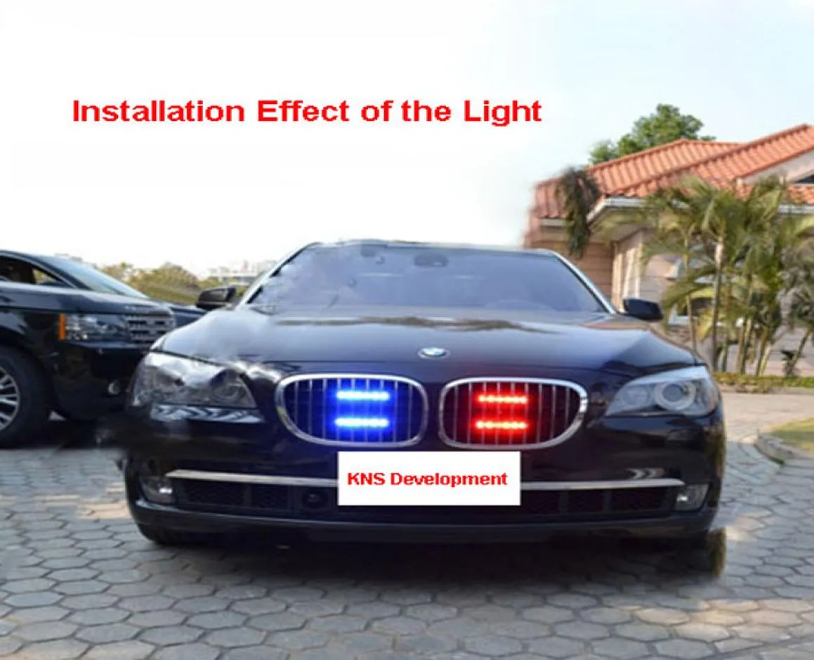 Como carro led grille luz kit jh3006d1n 2x6led barras de luz estroboscópica flash luz advertência apto para carro frente grille7987073