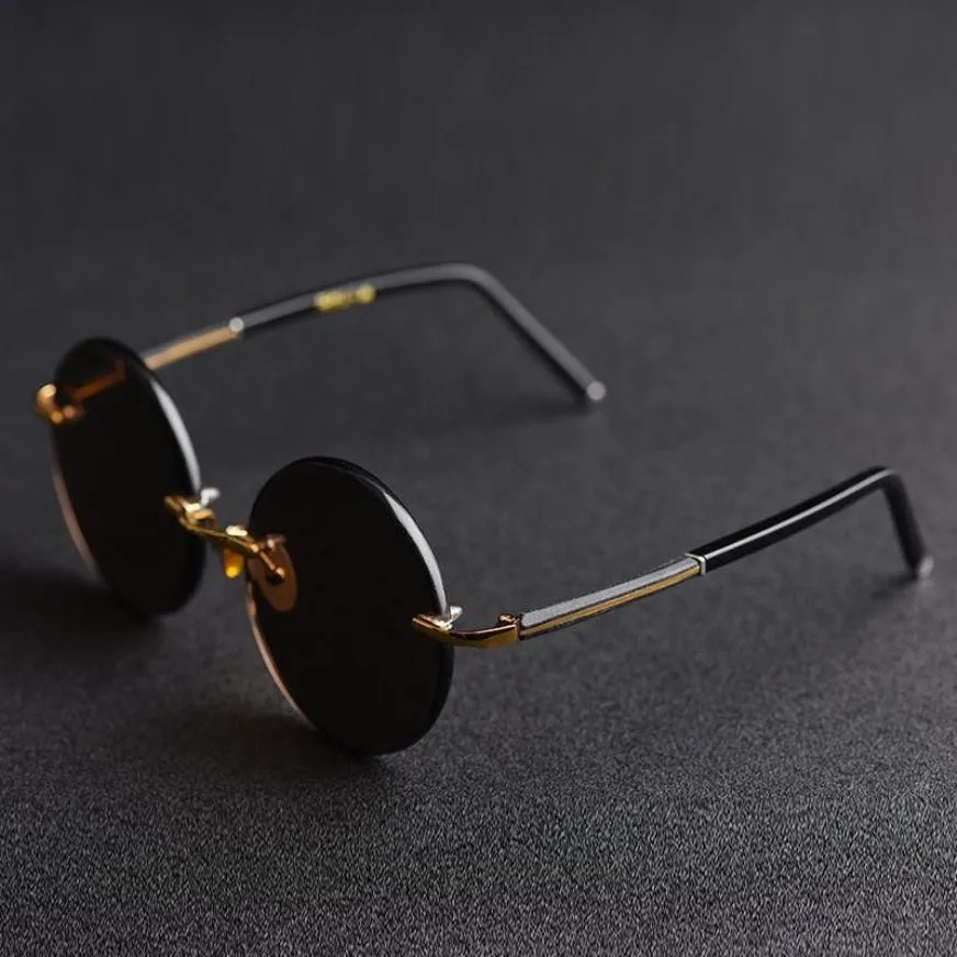 Sunglasses Evove Round Male Glass Sun Glasses For Men Rimless Brown Vintage Oversized 58mm-150mm Big LargeSunglasses2665