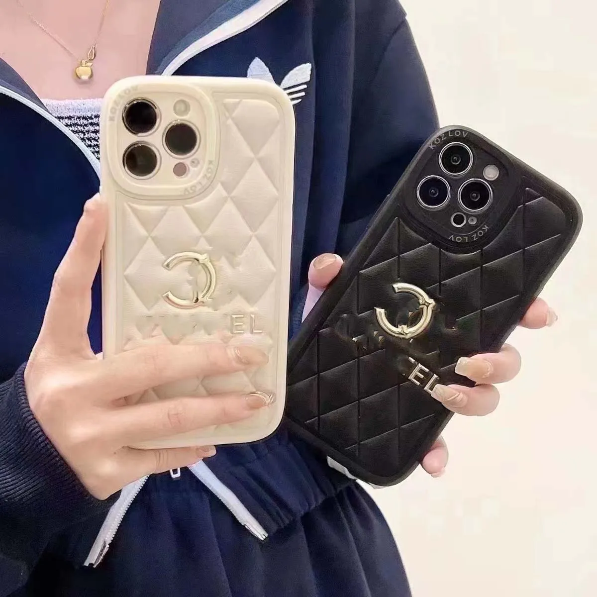 Novo designer elegante capa de telefone para iphone 15 14 13 12 pro max, couro elegante luxo excelente aderência à prova de choque ultra fino capa traseira