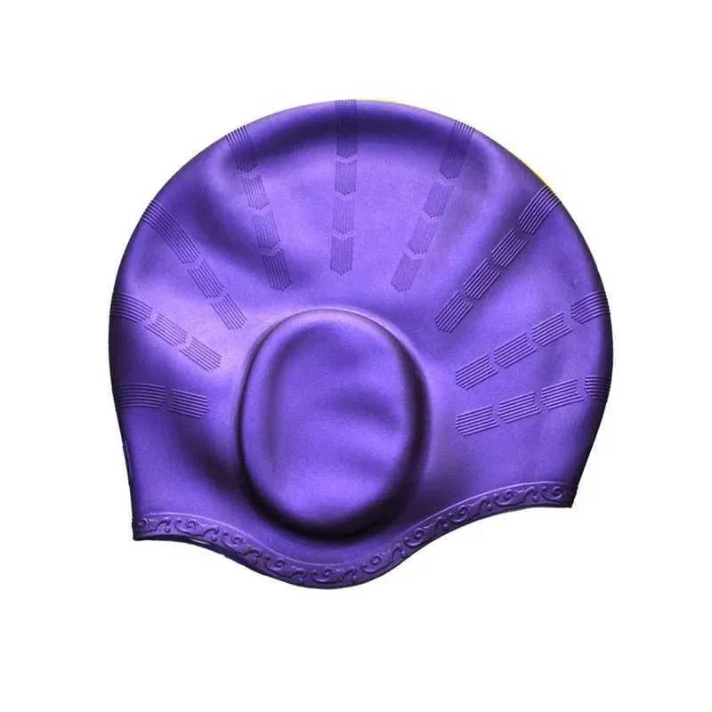 ear-protect-swimming-cap-silicone-hats-waterproof-elastic-free-size-adult-swimming-pool-gear-good-quality