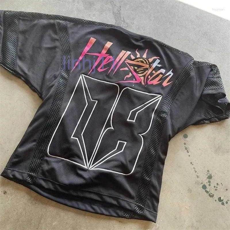 Heren T-shirts t-shirts Harajuku Hellstar Oversized T-shirt met mesh stiksels Print High Street Jersey Zwart 8 Heren Top Tee Tijdige levering 75hy T5h4 DK4H DW