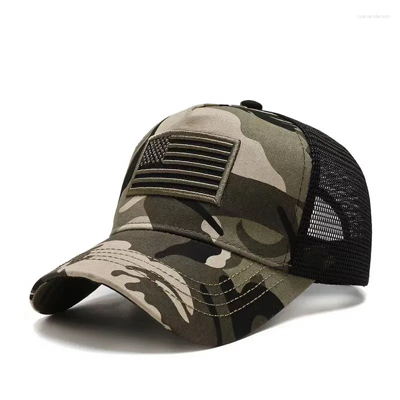 Bollkåpor Vacigoden Fashion Camouflage Mesh Baseball Cap Men Outdoor Travel Sun Protection Hat Casual Sports Breattable Peaked Peaked