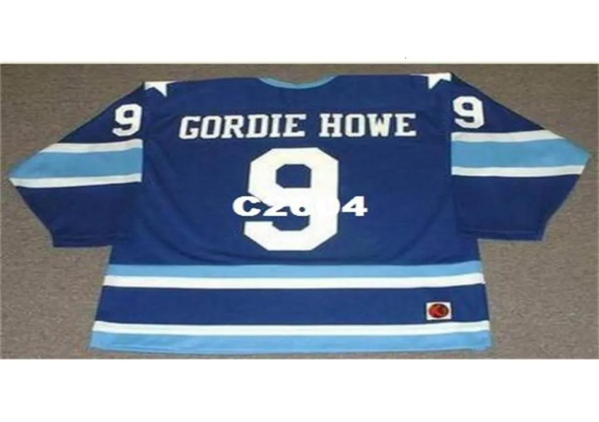 Chen37 Herr 9 Gordie Howe Houston Eros 1974 CCM Vintage Retro Home Hockey Jersey eller Custom något namn eller nummer Retro Jersey1836029