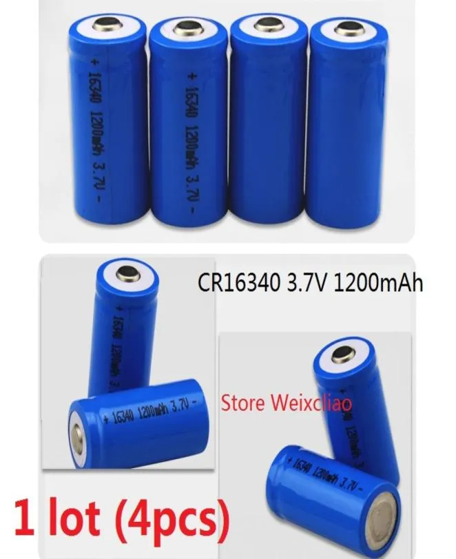 4 pièces 1 lot 16340 CR123A 37 V 1200 mAh lithium li ion batterie Rechargeable 37 volts liion batteries 1591584