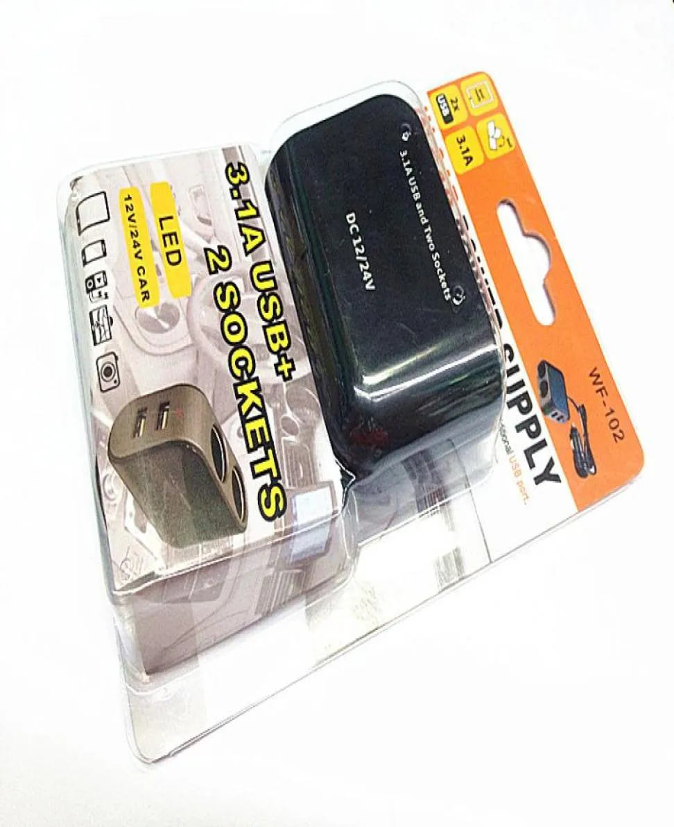 Sortie 5V 31A chargeur de voiture 2 voies voiture allume-cigare prise répartiteur chargeur DC 12V24V 2 USB 1A 21A5797718