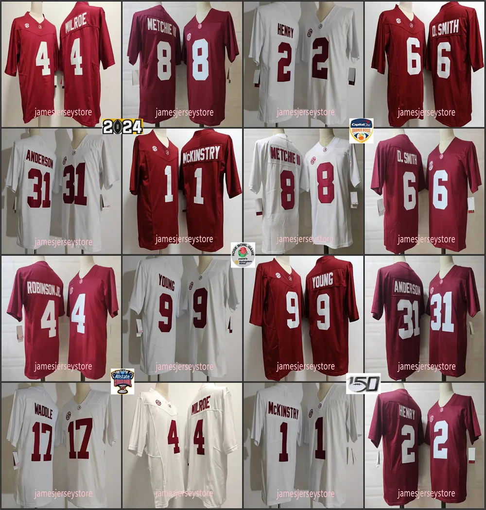 Alabama College Football Jerseys #4 Jalen Milroe #6 Devonta Smith 24 Brandon Miller #9 Bryce Young #31 Anderson #2 Henry #13 Tagovailoa Men Men Youth