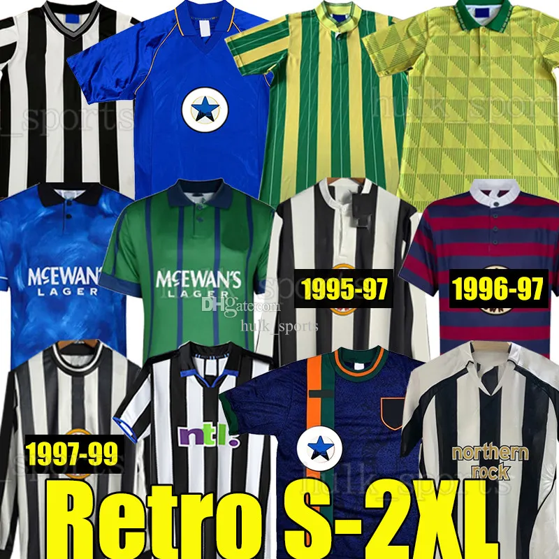 91 92 94 95 96 97 98 99 05 06 Newcastl E Shearer Retro Soccer Trikots Bellamy Hamann Pinas 1983 84 85 1997 Batty Asprilla United Owen Classic Vintage Jersey Football Shirt