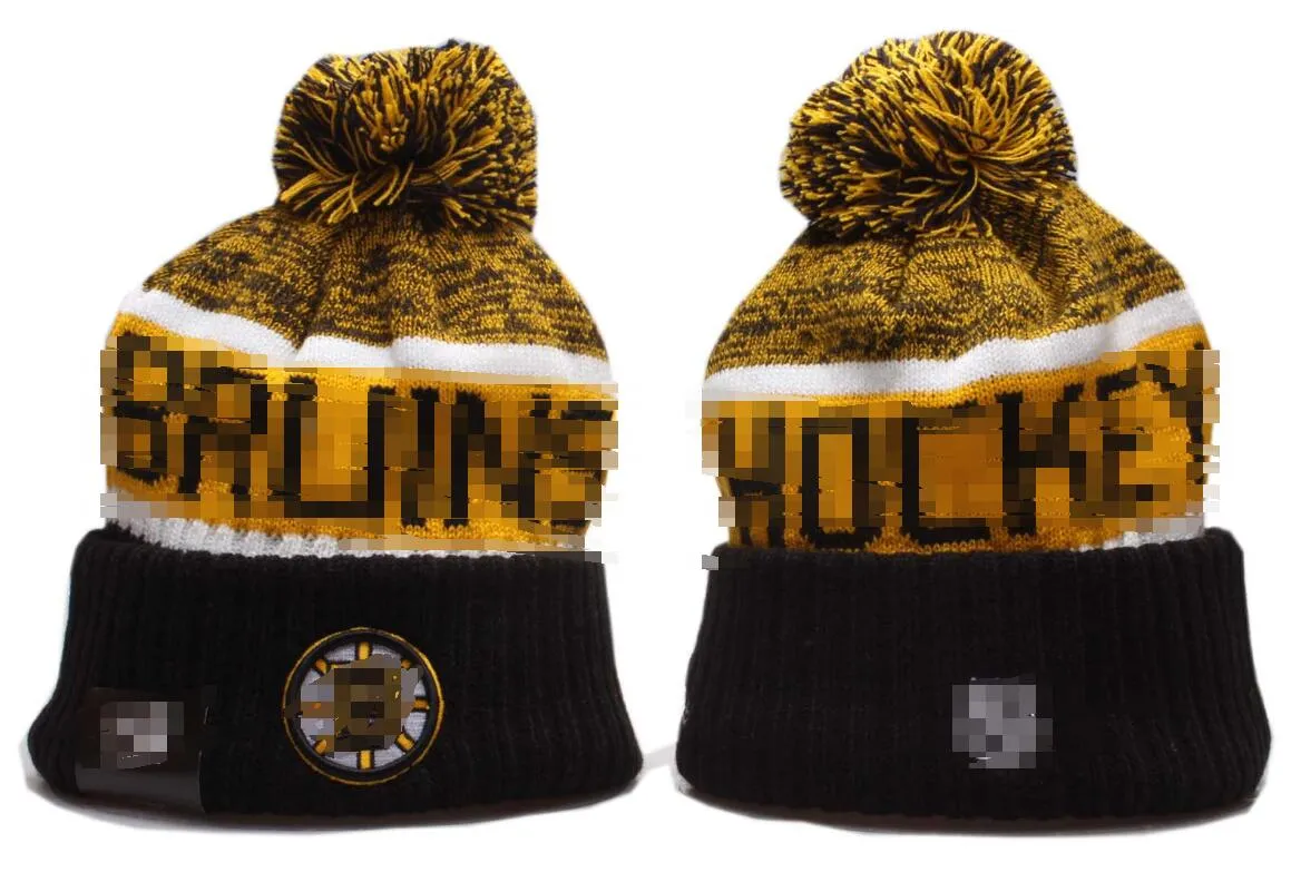 Bruins Beanie Boston Sticked Hats Sports Team Baseball Football Basketball Beanies Caps Women Men Pom Fashion Winter Top Caps Sport Knit Hatts