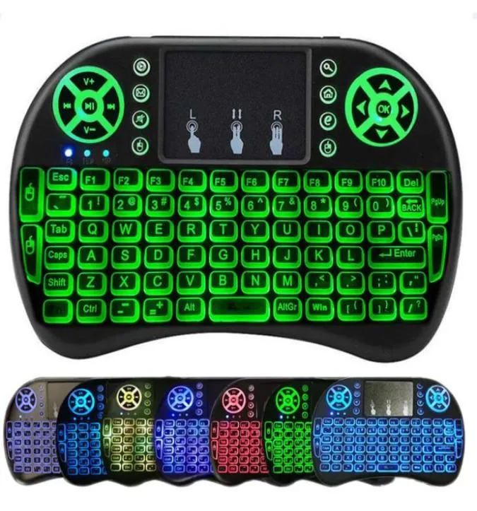 Mini clavier sans fil i8 rétro-éclairé, télécommande pour Android TV Box, pavé tactile 24 go, anglais, espagnol, français, 3756923