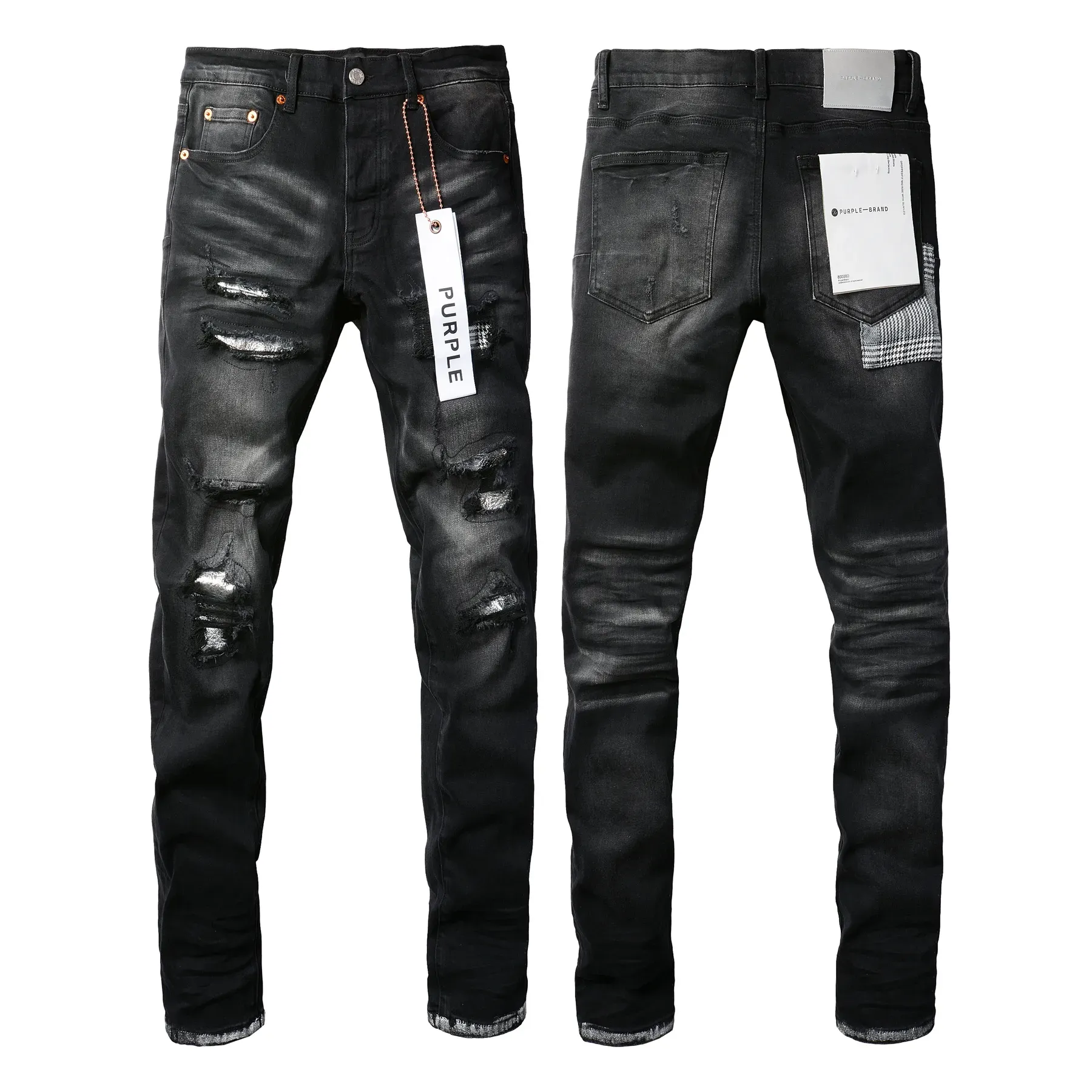 High Quality Embroidered Purple Brace Jeans For Men And High Quality Embroidered Purple Brace Jeans For Men And
