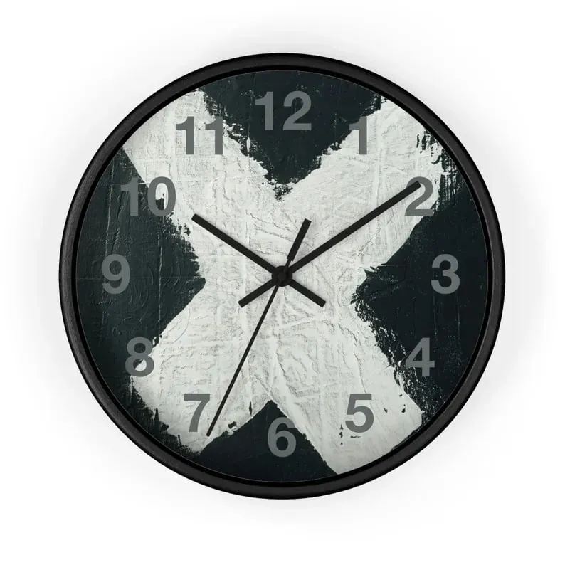 X marque l’horloge murale du temps, horloge moderne pour la décoration de bureau