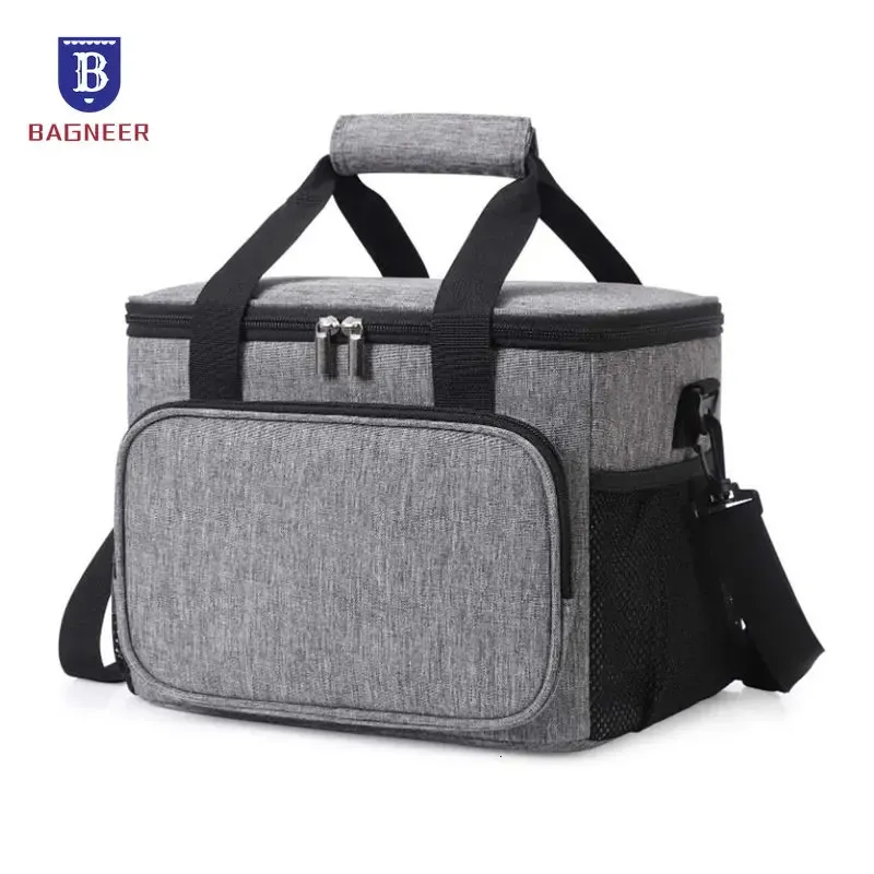 Insulated Lunch Bag Food Thermal Box Portable Outdoor Picnic Cooler Bag Leakproof Office Tote Lunchbag Shoulder Strap Lunchbox 240118