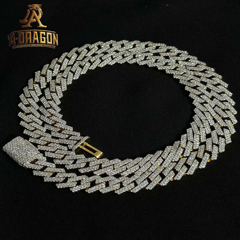 Factory Custom Real 10K 14k Gold VVS Moissanite Diamond Cuban Chain Necklace Iced Out Men Fine SMEEXKE 18mm 19mm 20mm 22mm