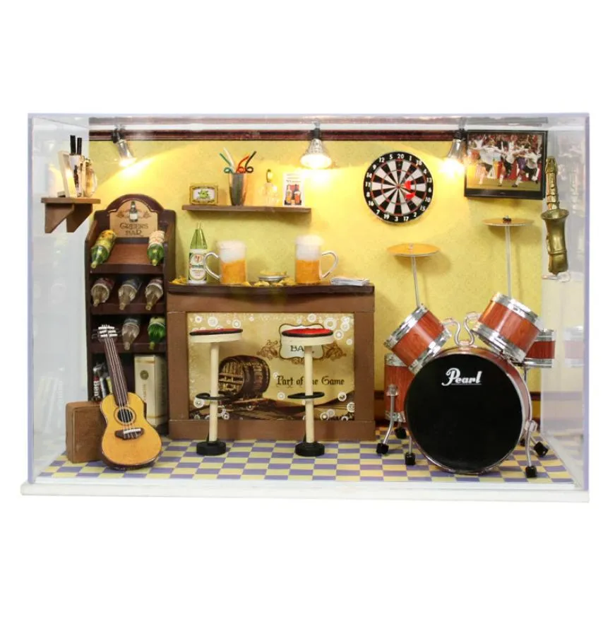 Boîte de salle de musique en bois miniature faite à la main assembler une maison de poupée miniature bricolage maison de poupée garçon anniversaire cadeaux de Saint-Valentin Green039s B6798634