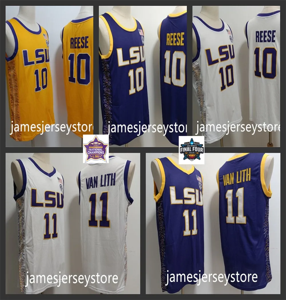 Heren LSU Tigers wit basketbalwedstrijdshirt #11 Hailey Van Lith #10 Angel Reese