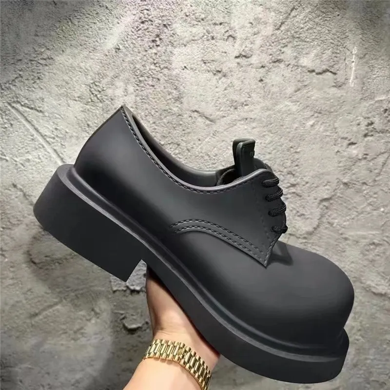 Men's Thick Platform Derby Shoes Lace-Up Round Toe Leather Split Leather  Size 39-45 from Dhgate Dress Shoes - price 72.36