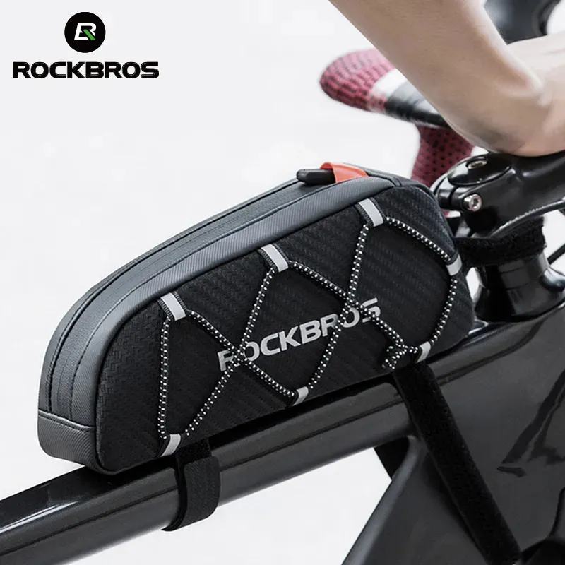 Rockbros Rowerowa torba odblaskowa przednia górna rama torba Rurka Ultralight Portable Bike Parcel Duża pojemność kieszonkowa akcesoria 240119