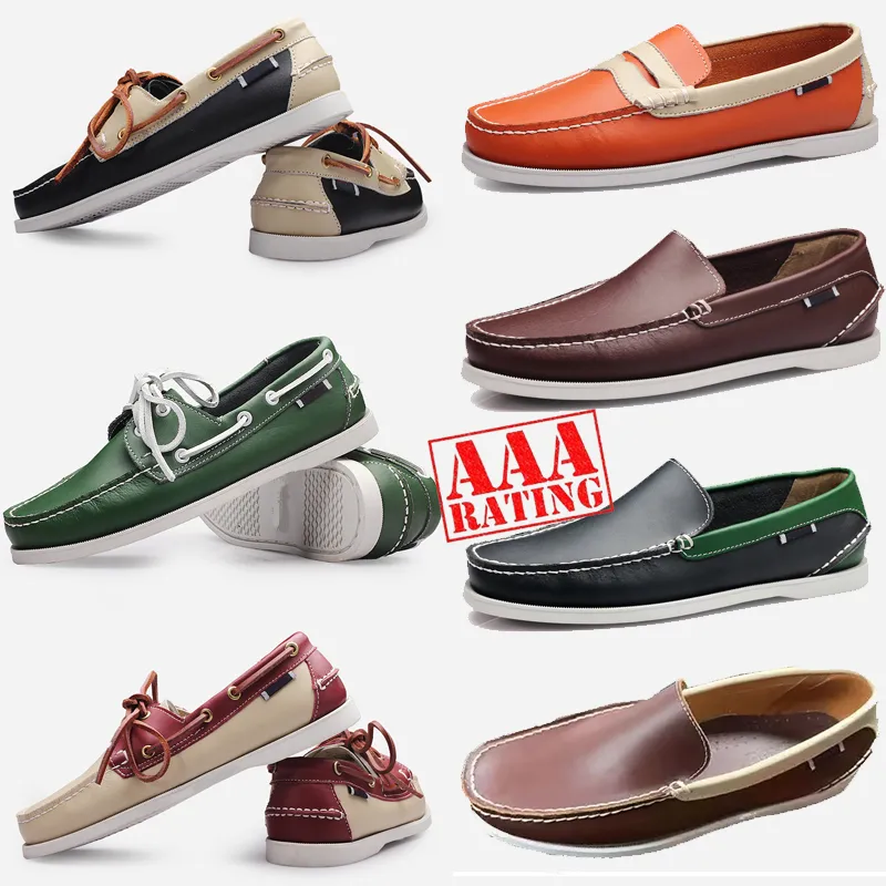 Top Men Designer Loafers Quality 2024 Slip-on Genuine Leather Mens Dress Shoes Black Brown Moccasin Soft Bottom Driving Shoe 38-4 72 s