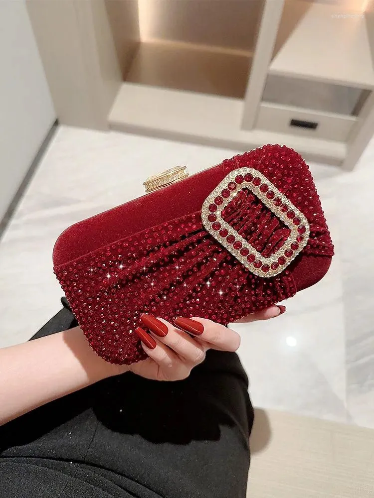 Wine Red Rhinestone Evening Bags For Women Velvet Clutch Handbags For Wedding Party From Changingstyle 35.08 DHgate.Com