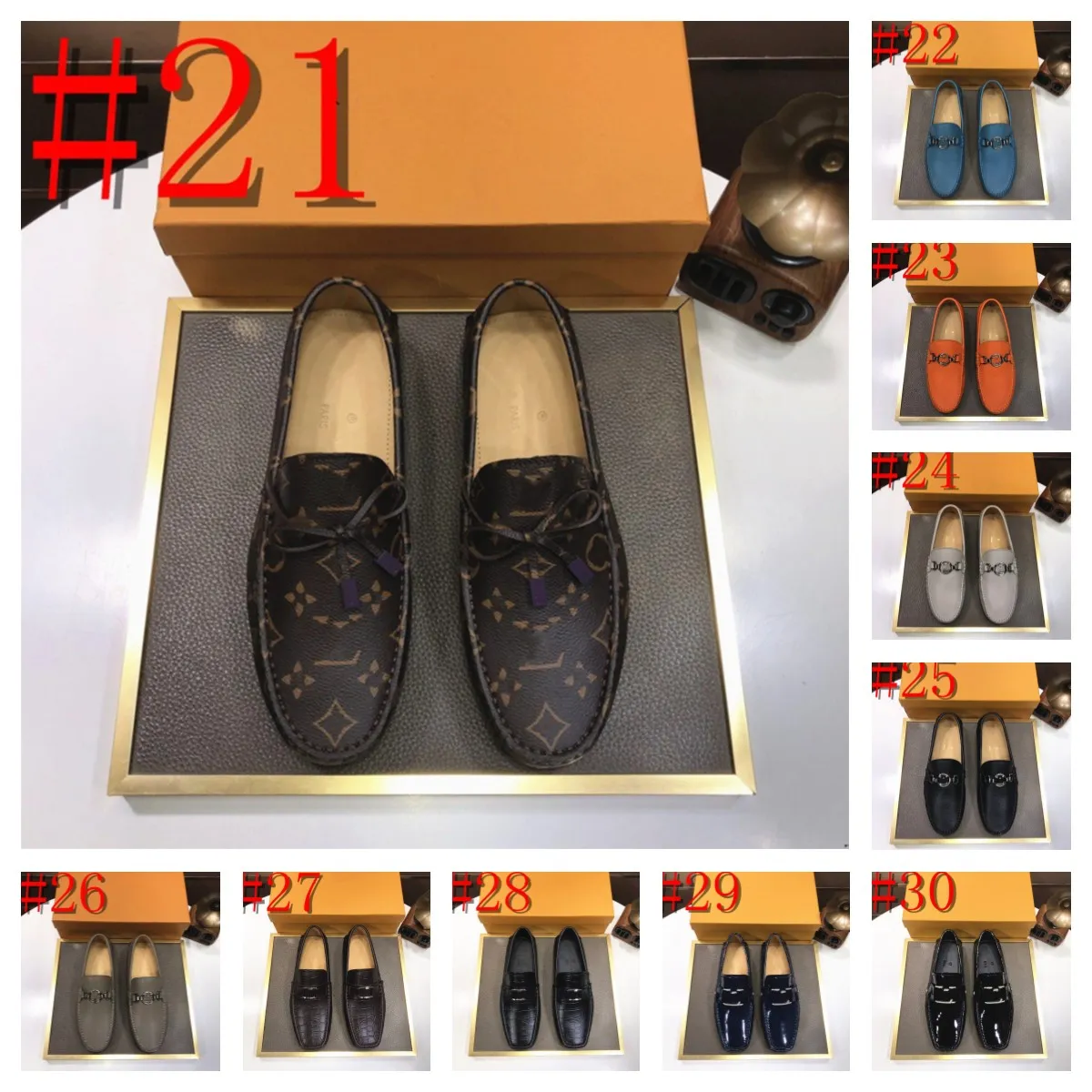 2024 Genuine Leather Men Designer Loafers Shoes Luxury Brand 2024 Mens Loafers Moccasins Breathable Slip on Black Driving Shoes Plus Size 38-46